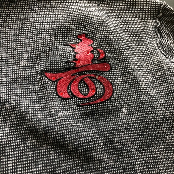 Ann Myra Thermal blk embellished on back Sz M - Picture 7 of 7